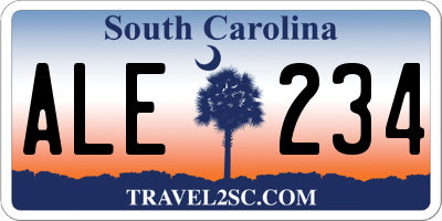 SC license plate ALE234