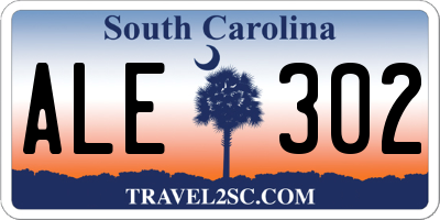 SC license plate ALE302