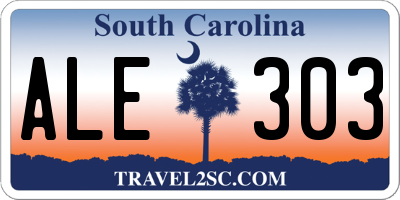 SC license plate ALE303