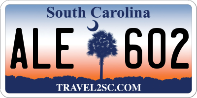 SC license plate ALE602