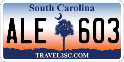 SC license plate ALE603