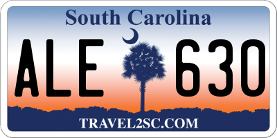 SC license plate ALE630