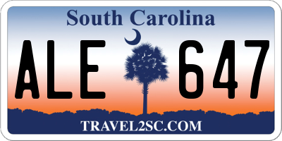 SC license plate ALE647