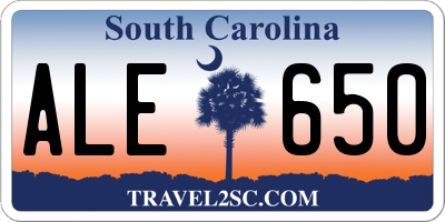 SC license plate ALE650