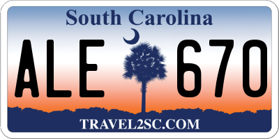 SC license plate ALE670