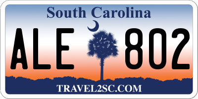 SC license plate ALE802