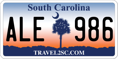 SC license plate ALE986