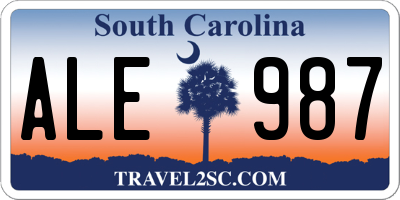 SC license plate ALE987