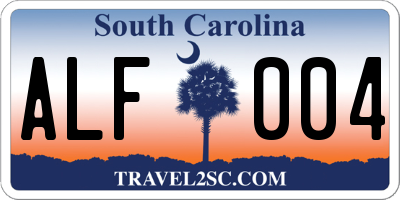 SC license plate ALF004