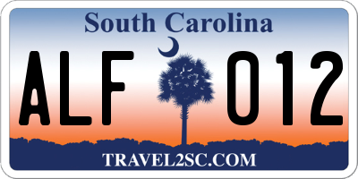 SC license plate ALF012