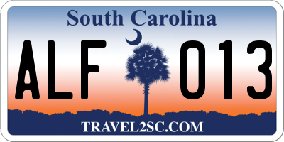 SC license plate ALF013