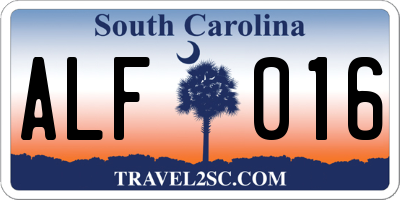 SC license plate ALF016