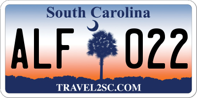 SC license plate ALF022