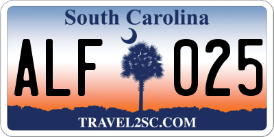 SC license plate ALF025