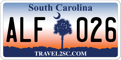 SC license plate ALF026