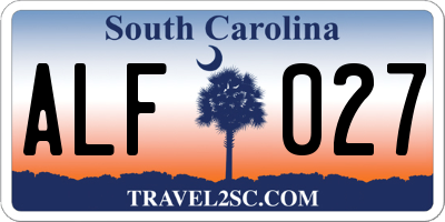 SC license plate ALF027