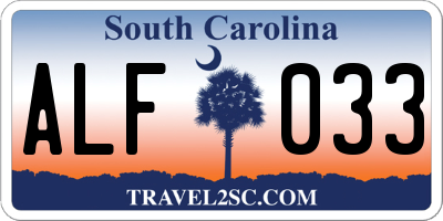 SC license plate ALF033