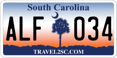 SC license plate ALF034