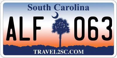 SC license plate ALF063
