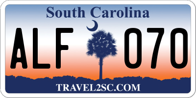 SC license plate ALF070