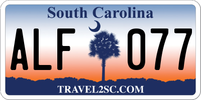SC license plate ALF077