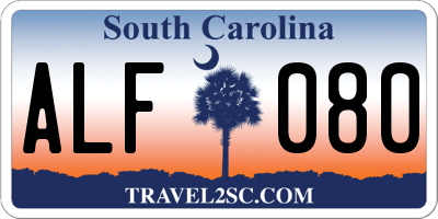 SC license plate ALF080