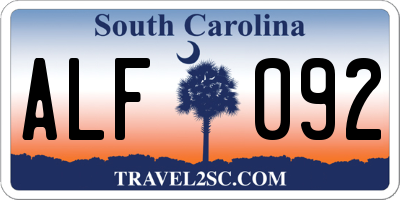 SC license plate ALF092