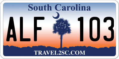 SC license plate ALF103