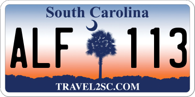 SC license plate ALF113