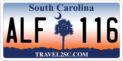SC license plate ALF116