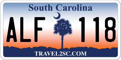 SC license plate ALF118