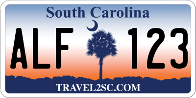 SC license plate ALF123