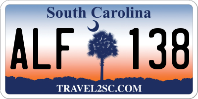 SC license plate ALF138