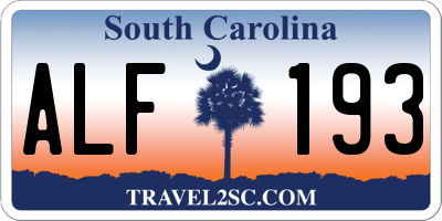 SC license plate ALF193