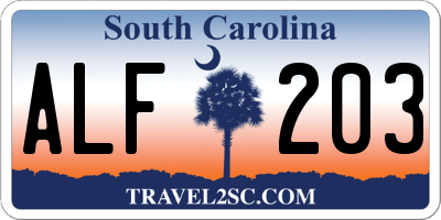 SC license plate ALF203