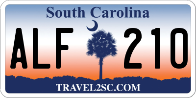 SC license plate ALF210