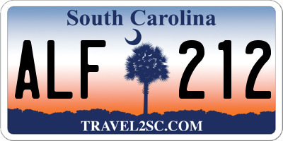 SC license plate ALF212
