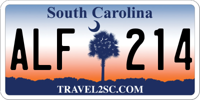 SC license plate ALF214