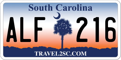 SC license plate ALF216