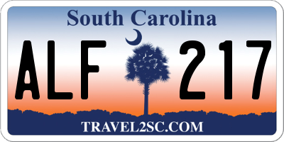 SC license plate ALF217