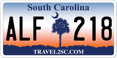 SC license plate ALF218