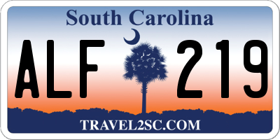 SC license plate ALF219
