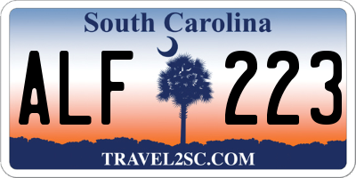SC license plate ALF223
