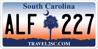 SC license plate ALF227