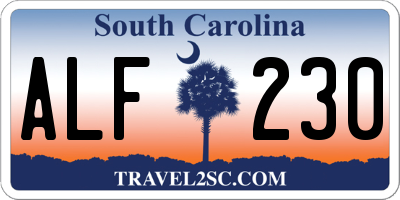 SC license plate ALF230