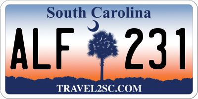 SC license plate ALF231