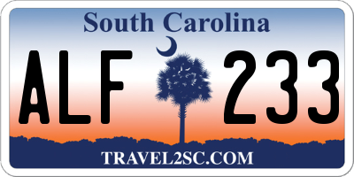 SC license plate ALF233