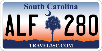 SC license plate ALF280