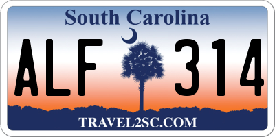 SC license plate ALF314