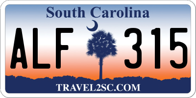 SC license plate ALF315